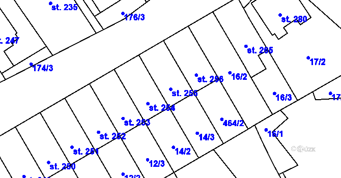 Parcela st. 255 v KÚ Čelčice, Katastrální mapa