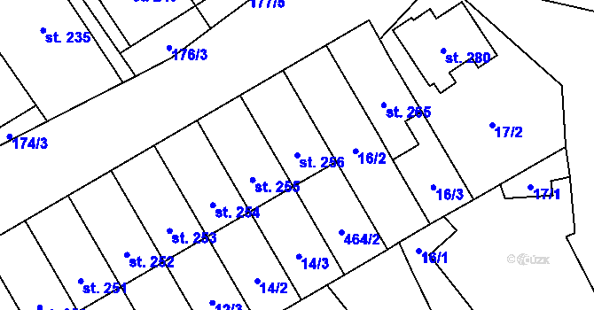 Parcela st. 256 v KÚ Čelčice, Katastrální mapa