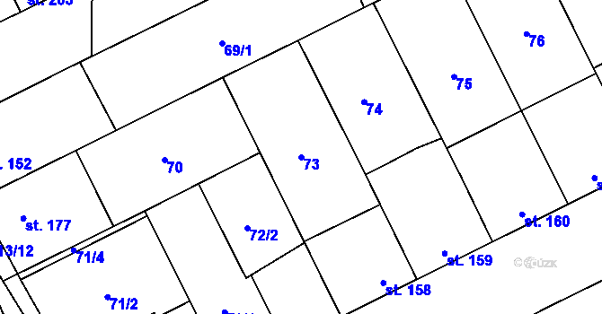 Parcela st. 73 v KÚ Čelčice, Katastrální mapa
