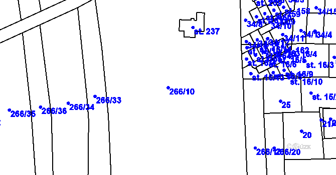 Parcela st. 266/10 v KÚ Čelechovice, Katastrální mapa