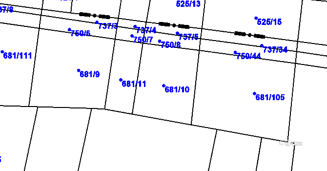 Parcela st. 681/10 v KÚ Čelechovice, Katastrální mapa