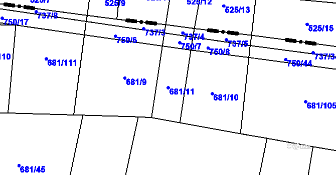 Parcela st. 681/11 v KÚ Čelechovice, Katastrální mapa