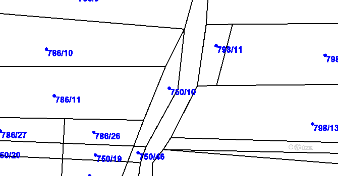 Parcela st. 750/10 v KÚ Čelechovice, Katastrální mapa