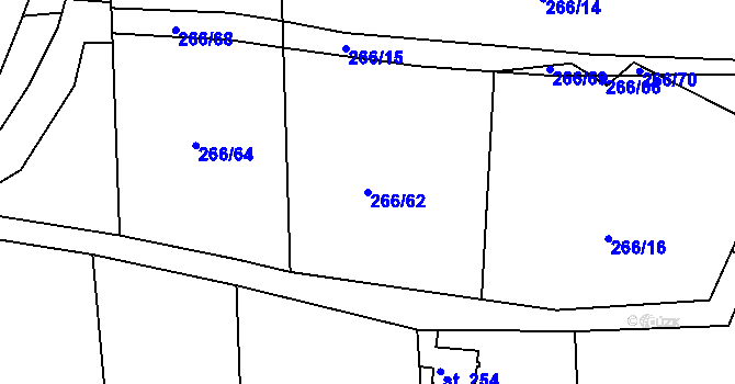 Parcela st. 266/62 v KÚ Čelechovice, Katastrální mapa