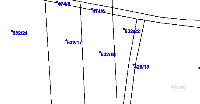 Parcela st. 532/18 v KÚ Čelechovice, Katastrální mapa