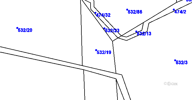 Parcela st. 532/19 v KÚ Čelechovice, Katastrální mapa