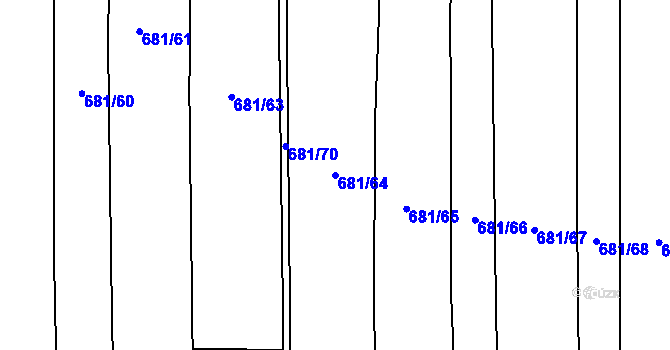 Parcela st. 681/64 v KÚ Čelechovice, Katastrální mapa