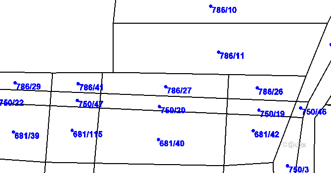 Parcela st. 786/27 v KÚ Čelechovice, Katastrální mapa