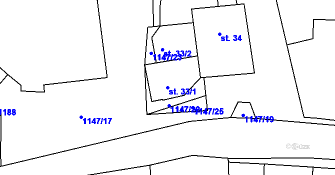 Parcela st. 33/1 v KÚ Čelechovice, Katastrální mapa