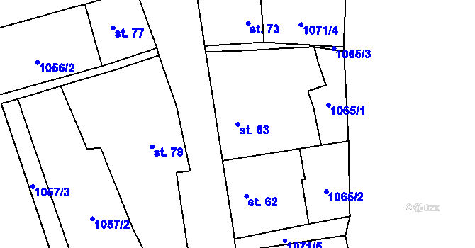 Parcela st. 63 v KÚ Čelechovice, Katastrální mapa