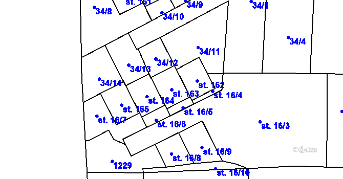 Parcela st. 163 v KÚ Čelechovice, Katastrální mapa