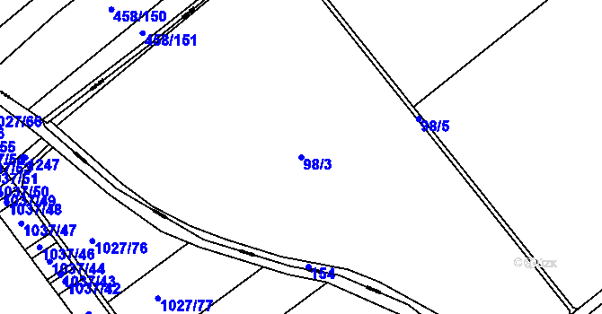 Parcela st. 98/3 v KÚ Čelechovice u Přerova, Katastrální mapa
