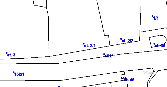 Parcela st. 2/1 v KÚ Čelechovice u Přerova, Katastrální mapa