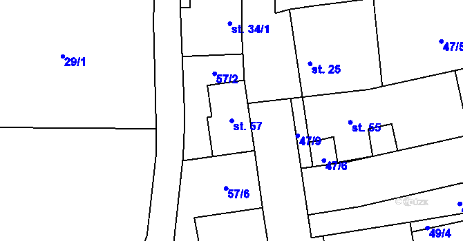 Parcela st. 57 v KÚ Čelechovice u Přerova, Katastrální mapa