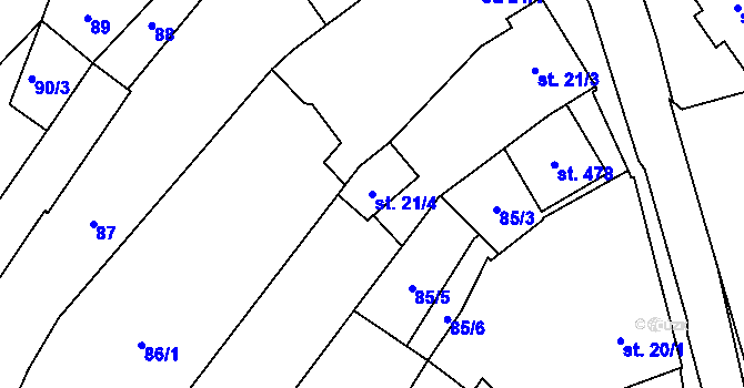 Parcela st. 21/4 v KÚ Čelechovice na Hané, Katastrální mapa