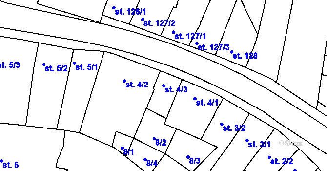 Parcela st. 4/3 v KÚ Čelechovice na Hané, Katastrální mapa