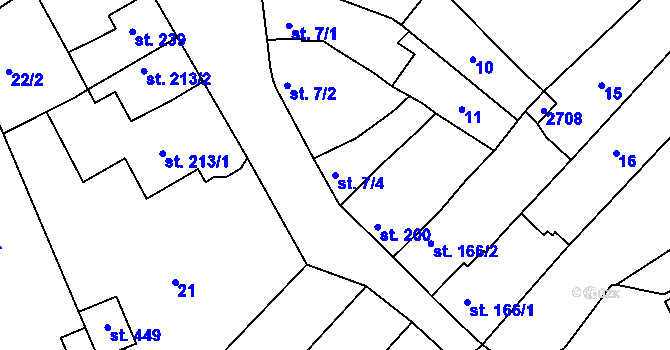 Parcela st. 7/4 v KÚ Čelechovice na Hané, Katastrální mapa