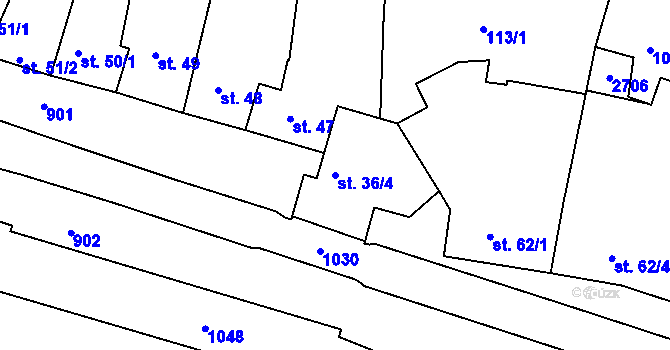 Parcela st. 36/4 v KÚ Čelechovice na Hané, Katastrální mapa