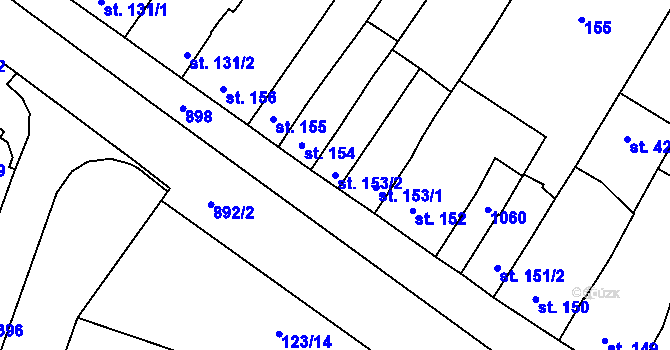Parcela st. 153/2 v KÚ Čelechovice na Hané, Katastrální mapa
