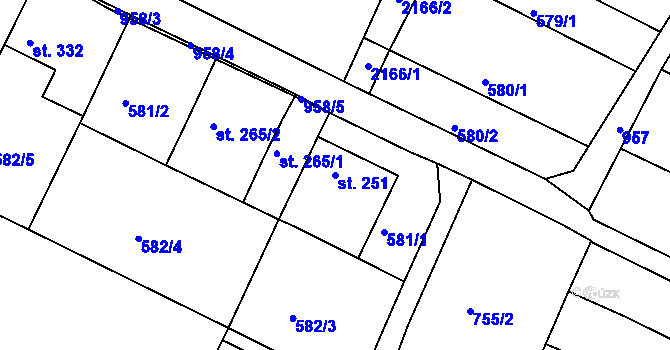 Parcela st. 251 v KÚ Čelechovice na Hané, Katastrální mapa