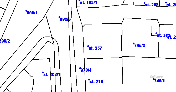 Parcela st. 257 v KÚ Čelechovice na Hané, Katastrální mapa