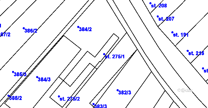 Parcela st. 275/1 v KÚ Čelechovice na Hané, Katastrální mapa