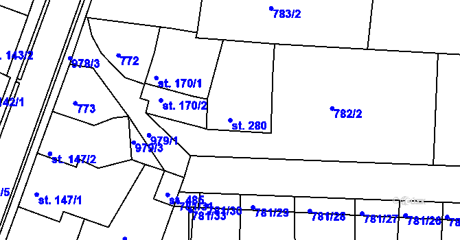 Parcela st. 280 v KÚ Čelechovice na Hané, Katastrální mapa