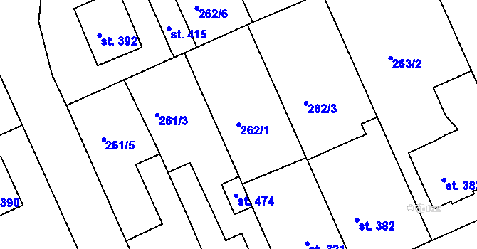 Parcela st. 262/1 v KÚ Čelechovice na Hané, Katastrální mapa
