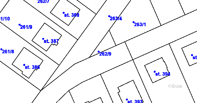 Parcela st. 262/9 v KÚ Čelechovice na Hané, Katastrální mapa