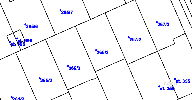 Parcela st. 266/2 v KÚ Čelechovice na Hané, Katastrální mapa