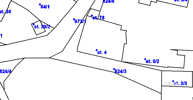 Parcela st. 4 v KÚ Čelina, Katastrální mapa