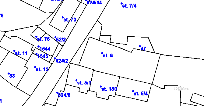 Parcela st. 6 v KÚ Čelina, Katastrální mapa