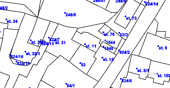 Parcela st. 11 v KÚ Čelina, Katastrální mapa
