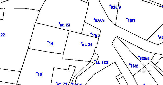 Parcela st. 24 v KÚ Čelina, Katastrální mapa
