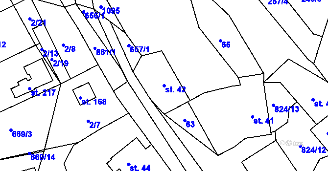 Parcela st. 42 v KÚ Čelina, Katastrální mapa