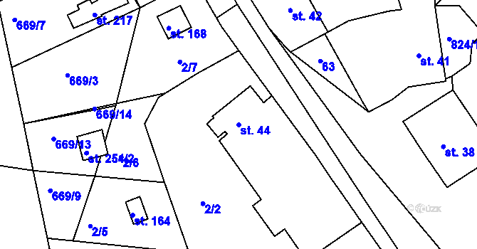 Parcela st. 44 v KÚ Čelina, Katastrální mapa