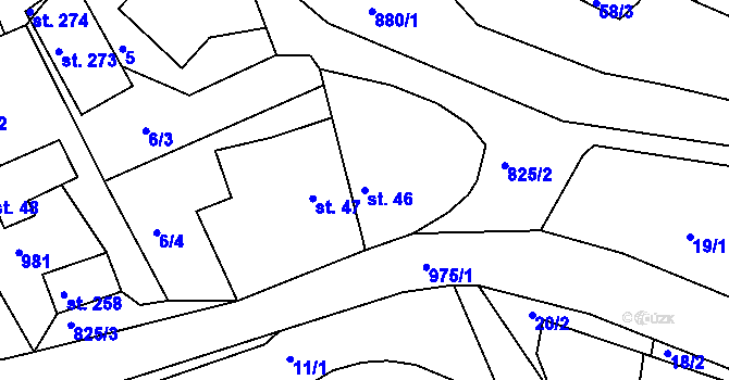 Parcela st. 46 v KÚ Čelina, Katastrální mapa