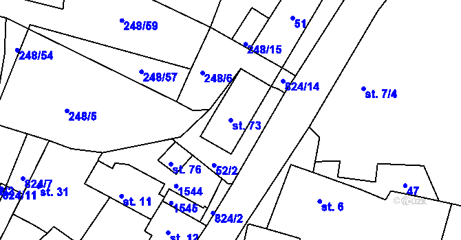 Parcela st. 73 v KÚ Čelina, Katastrální mapa