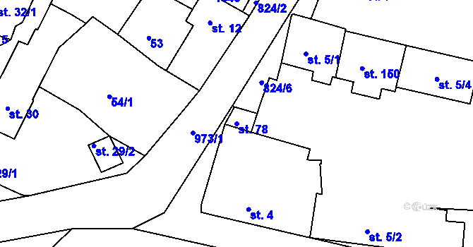 Parcela st. 78 v KÚ Čelina, Katastrální mapa