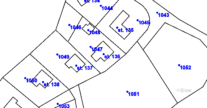 Parcela st. 136 v KÚ Čelina, Katastrální mapa