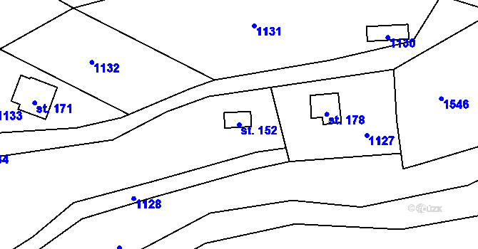 Parcela st. 152 v KÚ Čelina, Katastrální mapa