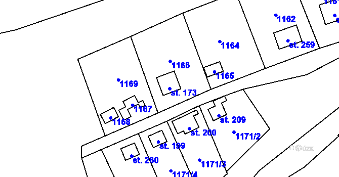 Parcela st. 173 v KÚ Čelina, Katastrální mapa