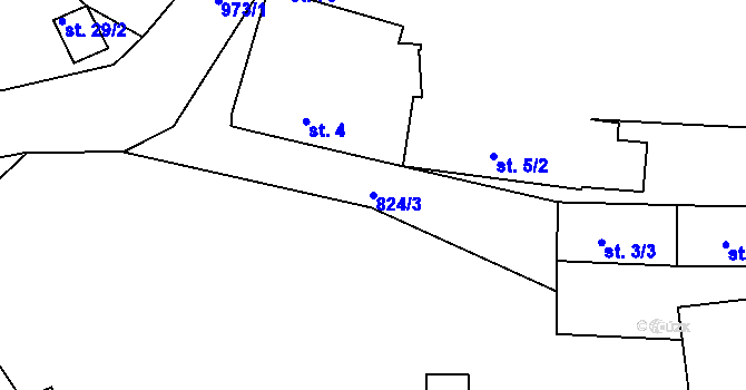 Parcela st. 824/3 v KÚ Čelina, Katastrální mapa