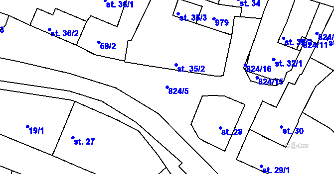 Parcela st. 824/5 v KÚ Čelina, Katastrální mapa