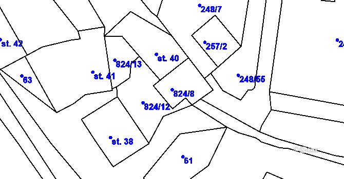 Parcela st. 824/8 v KÚ Čelina, Katastrální mapa
