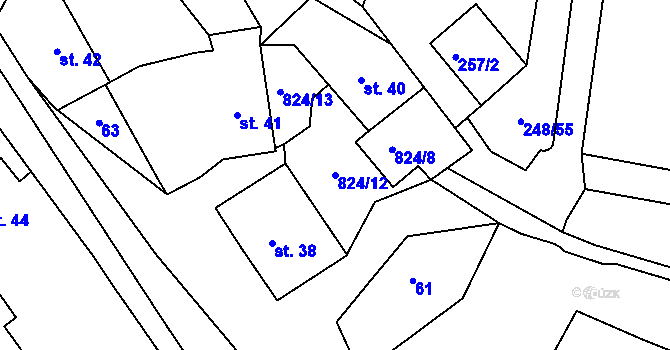 Parcela st. 824/12 v KÚ Čelina, Katastrální mapa