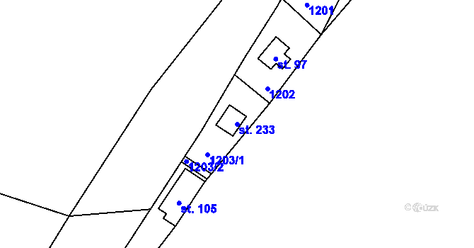 Parcela st. 233 v KÚ Čelina, Katastrální mapa