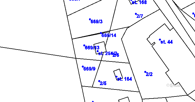 Parcela st. 254/2 v KÚ Čelina, Katastrální mapa