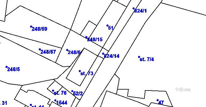 Parcela st. 824/14 v KÚ Čelina, Katastrální mapa