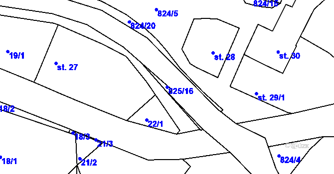 Parcela st. 825/16 v KÚ Čelina, Katastrální mapa